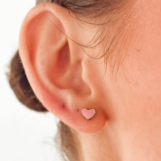 FUSE by Roset - 10K Gold Pink Hearts Studs "XO, ROSET"