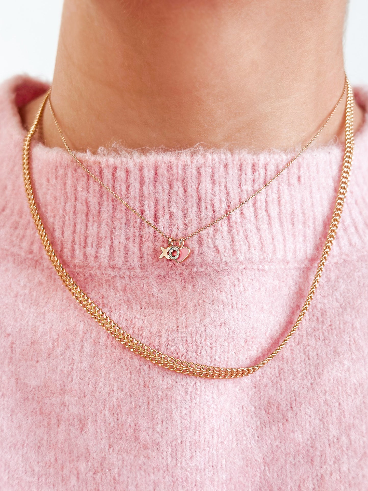 FUSE by Roset - 10K Gold Necklace Charm Pink Heart Charm "XO, ROSET" Roset - Fuse