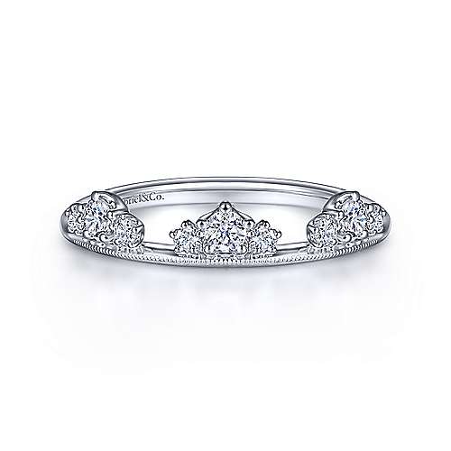 Gabriel & Co - Lilibet 14K White Gold Diamond Cluster Crown Ring