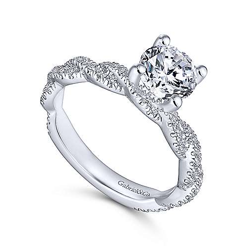 Gabriel "Nia" Engagement Ring - 0.66ct Lab-Grown Round Diamond in 14K White Gold
