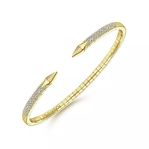 "Delaine" 14k Yellow Gold and Diamond Split Bangle