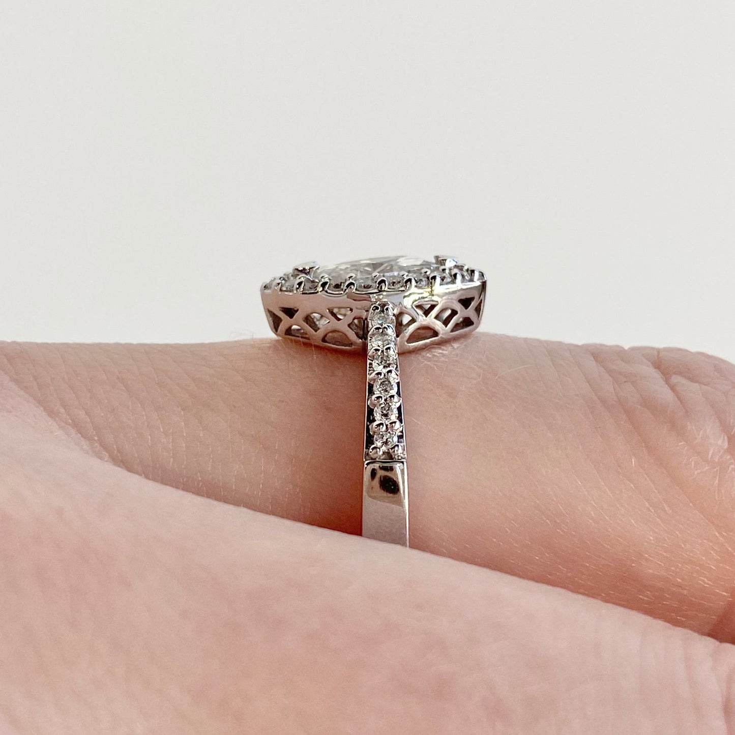 Roset Marquise Diamond & Halo Engagement Ring in 14K White Gold