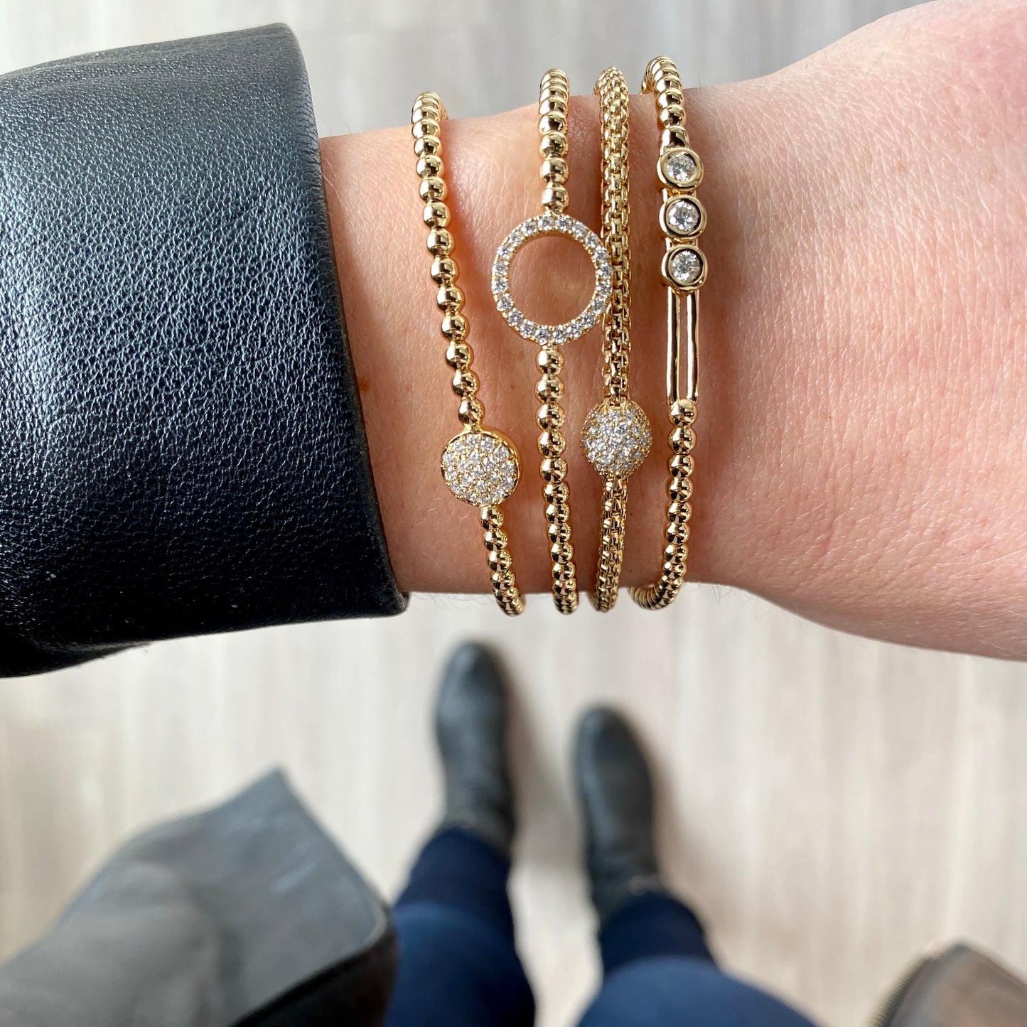 Hulchi Belluni Diamond Halo Stretch Bracelet