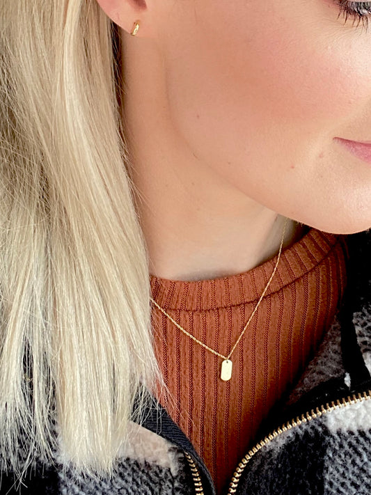 Roset Gold Label Micro "Dog Tag" Engravable Necklace