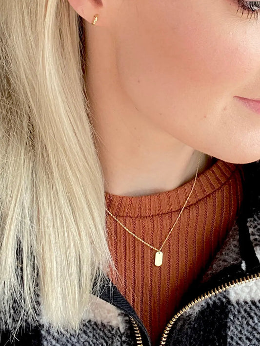 Roset Gold Label Micro "Dog Tag" Engravable Necklace Roset Gold Label