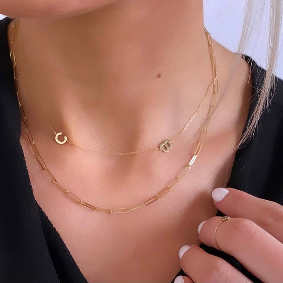 14K Gold "Demi" Custom Initial Necklace by Roset Gold Label