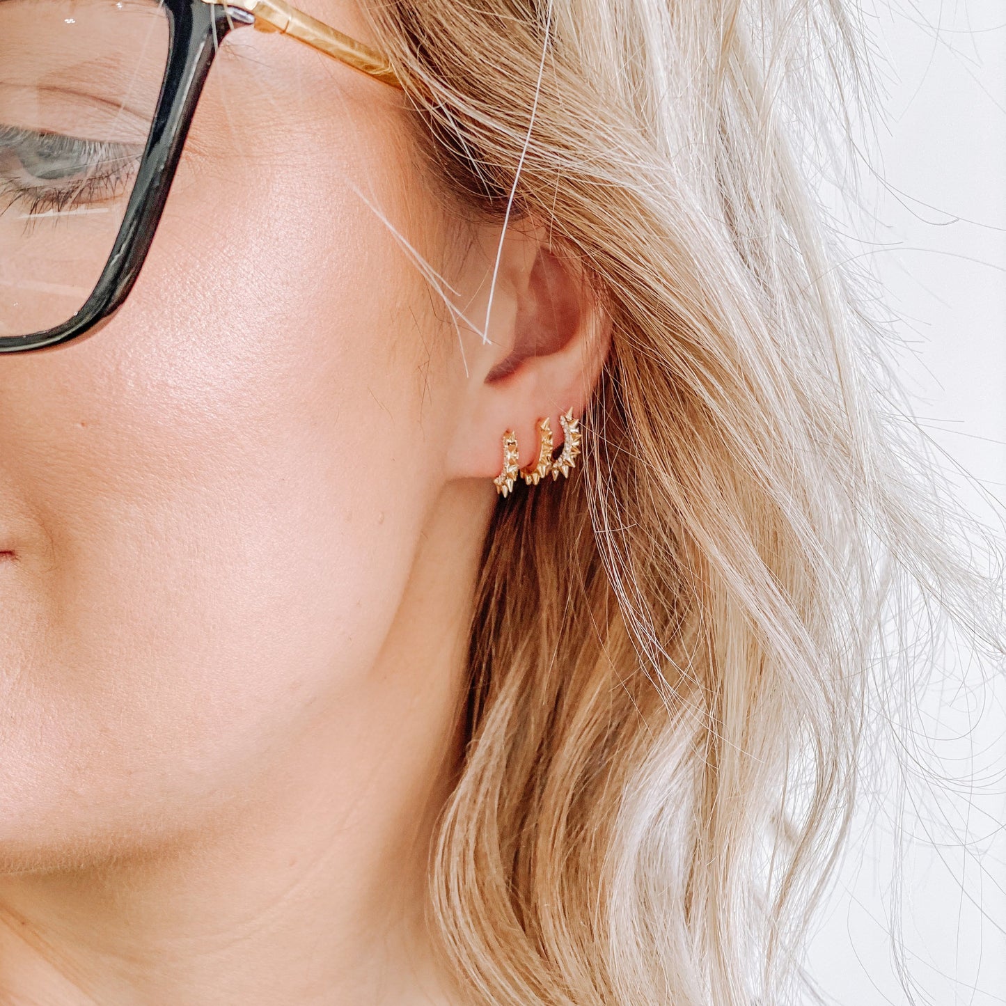 Roset Gold Label - Diamond Molly Spike Huggie Earrings
