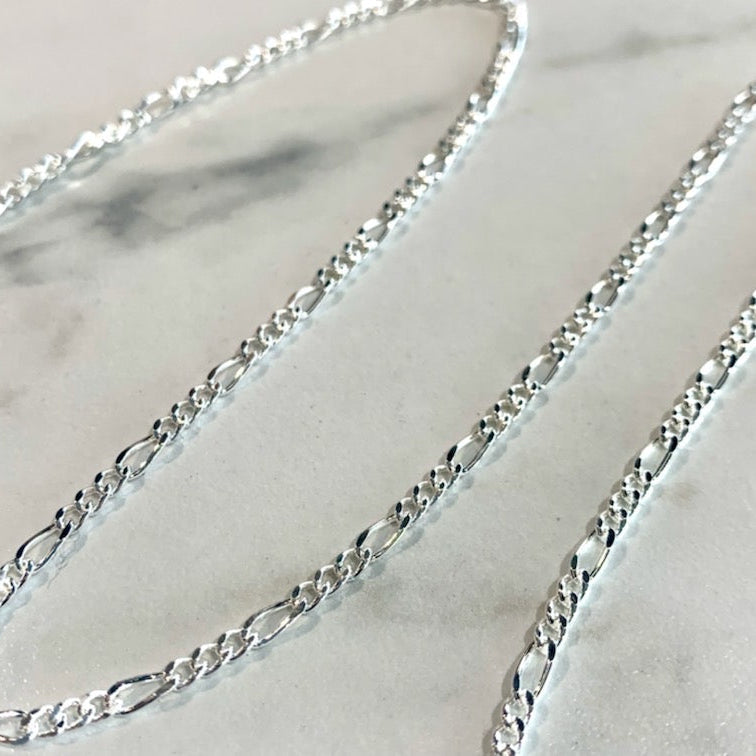 2.5mm Sterling Silver Figaro Chain FUSE DROPS - Permanent Jewelry Roset - Fuse Permanent Jewellery