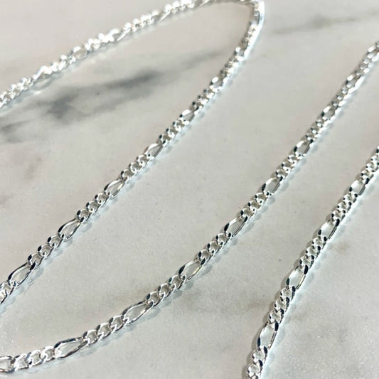 2.5mm Sterling Silver Figaro Chain FUSE DROPS - Permanent Jewelry Roset - Fuse Permanent Jewellery