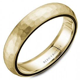 Bleu Royale 14K Gold & Black Enamel Wedding Band RYL-062Y5 Crown Ring