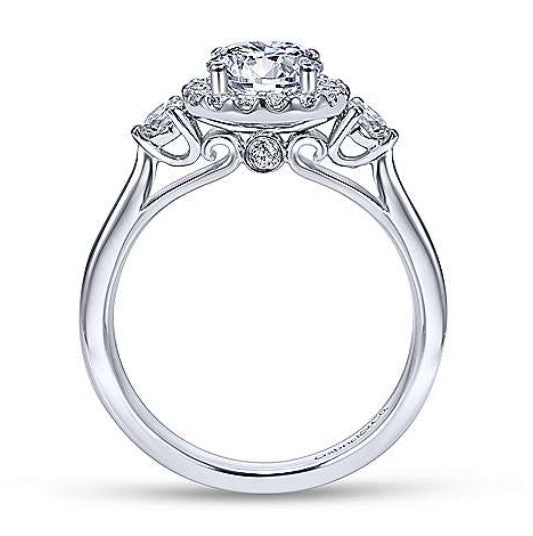 Gabriel "Noelle" Three Stone Halo Diamond Engagement Ring 7482W44 Gabriel & Co.