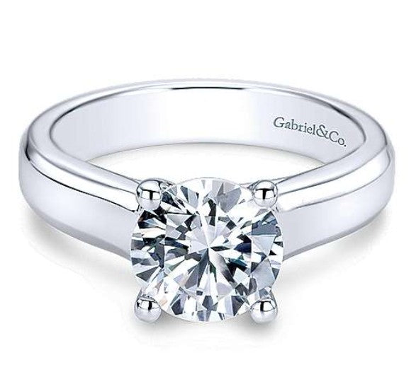 Gabriel “Enid” Engagement Ring - 2.66ct Lab-Grown Round Diamond in 14K White Gold