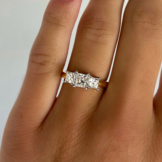 Roset 14K Gold Princess Cut Diamond Trio Engagement Ring Roset By Reid