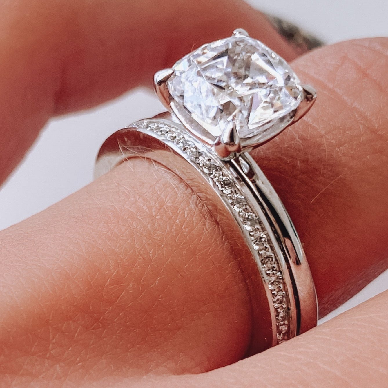 Crown Ring 14K White Gold Full Eternity 2 Sided Diamond Band