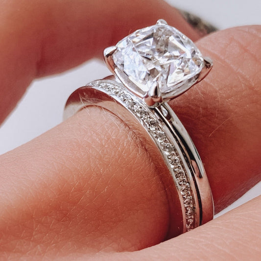 Crown Ring 14K White Gold Full Eternity 2 Sided Diamond Band Crown Ring