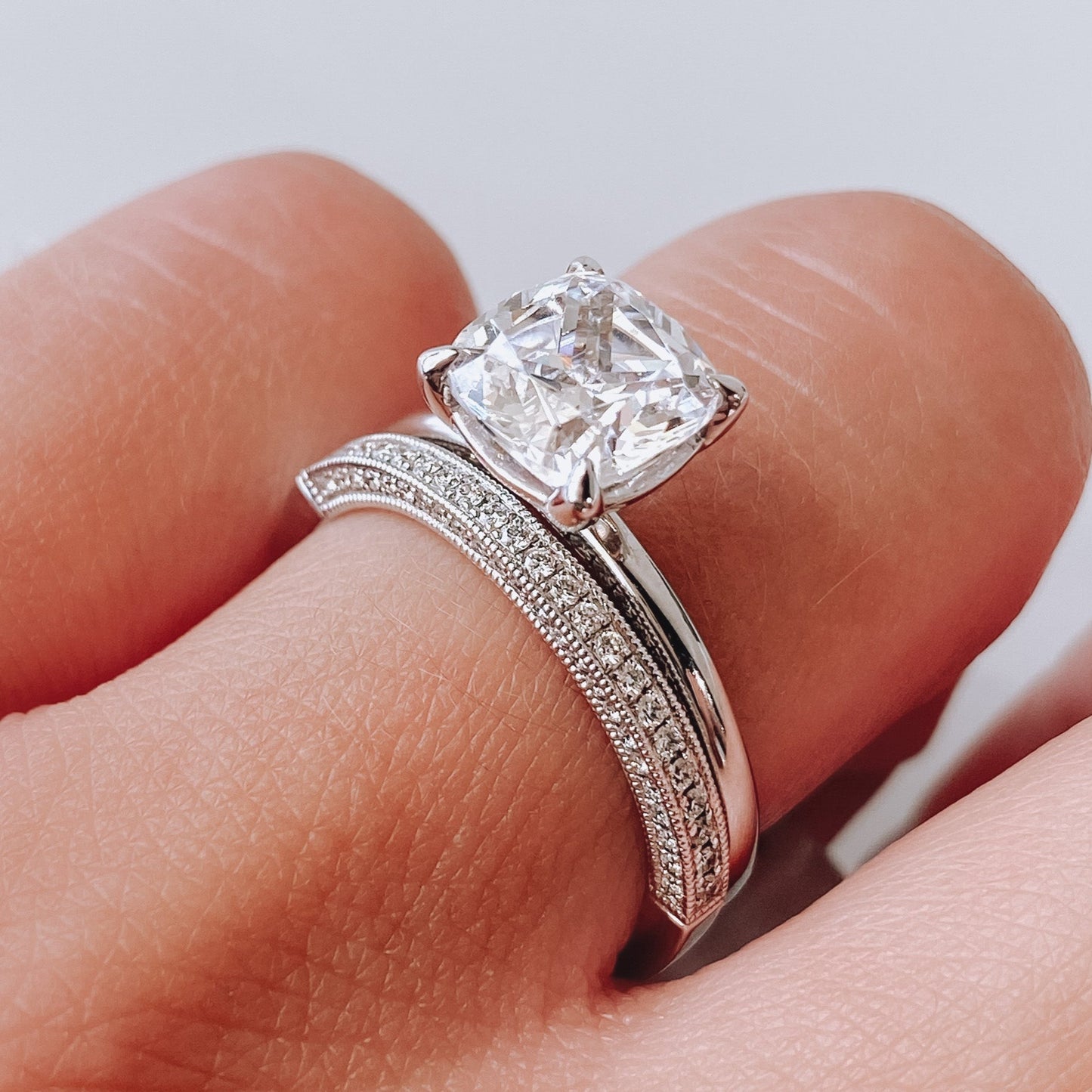 Venetti 14K White Gold Three Sides Diamond Band