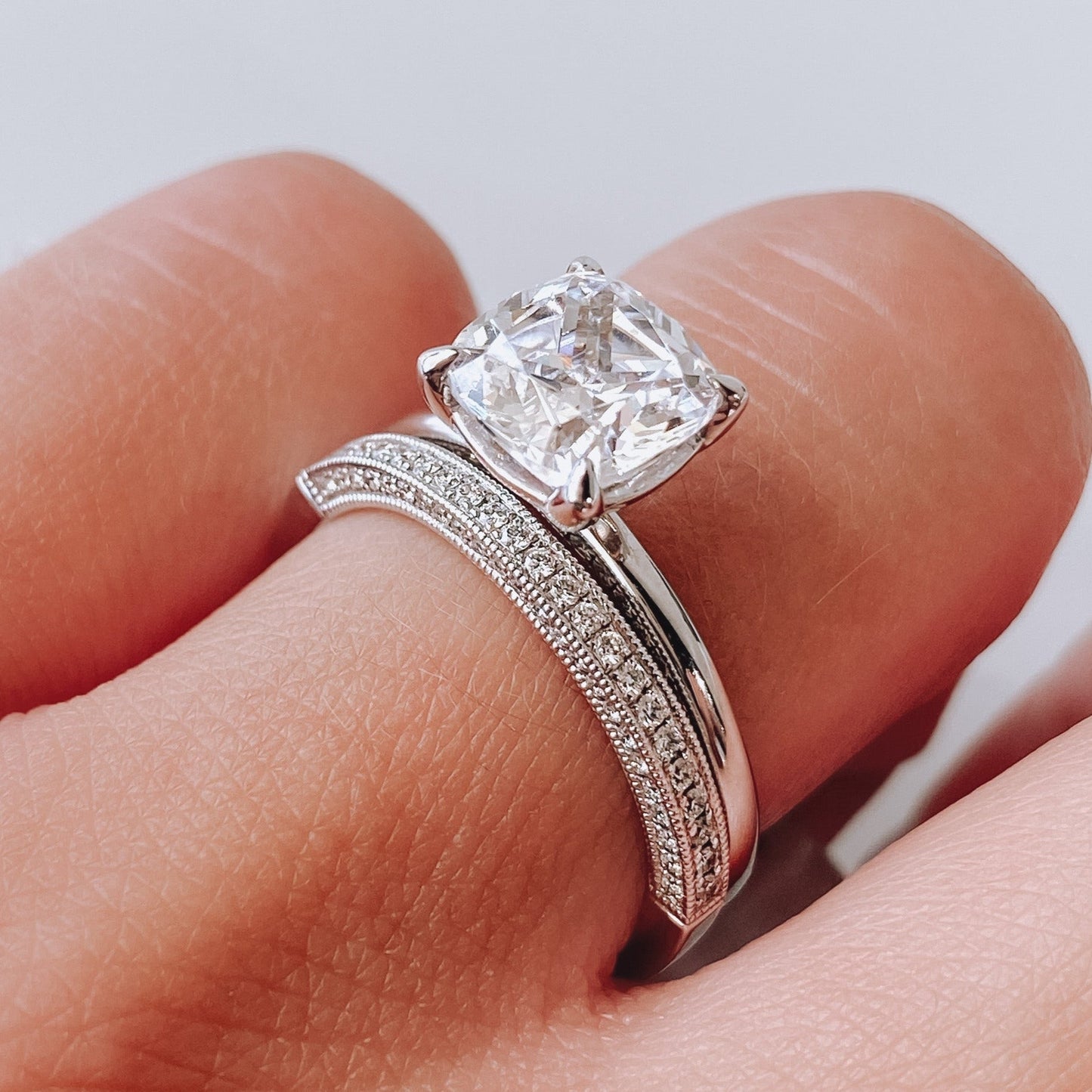 Venetti 14K White Gold Three Sides Diamond Band Venetti