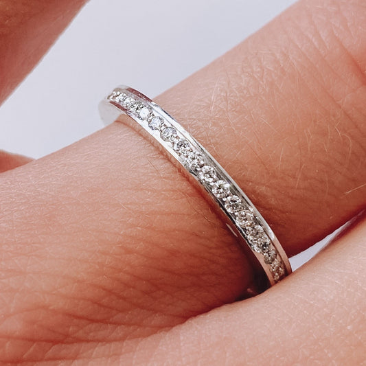 Crown Ring 14K White Gold Full Eternity 2 Sided Diamond Band