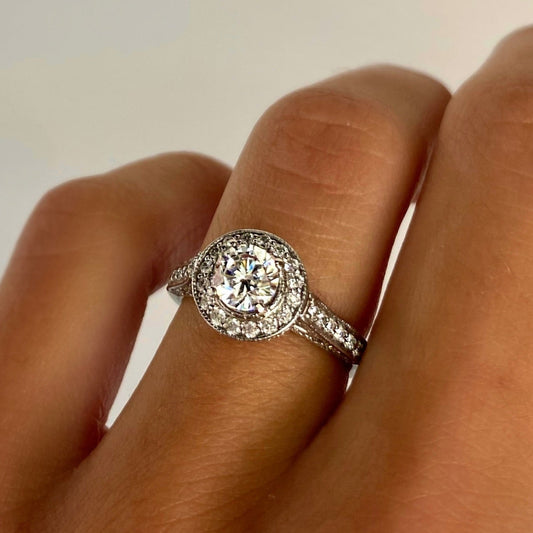 Roset 14K White Gold Engagement Ring BAND2m Roset By Reid