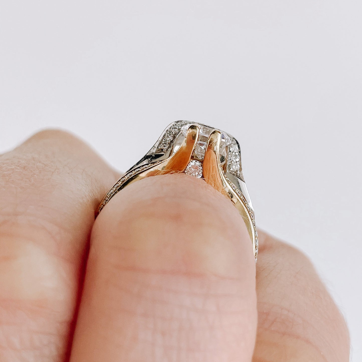Roset 18K Two Tone Gold Engagement Ring