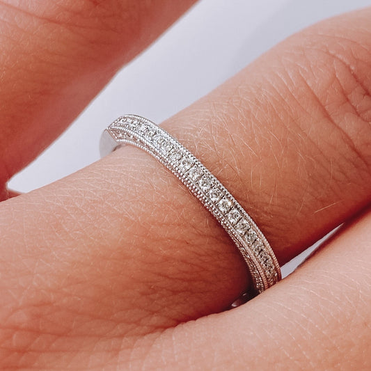Venetti 14K White Gold Three Sides Diamond Band