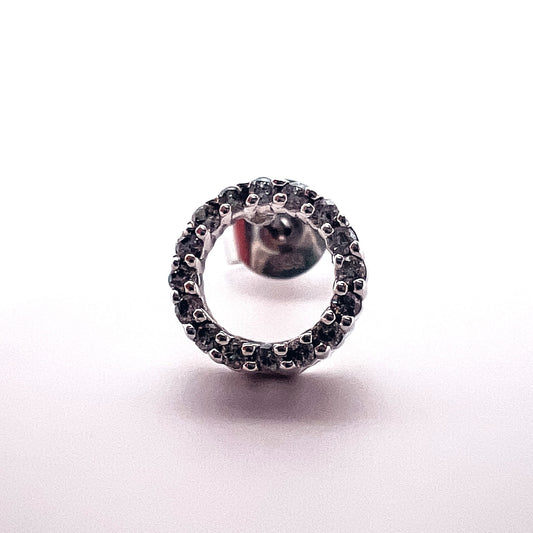 14K White Gold "O" .10 Carat Diamond Initial Stud Earring