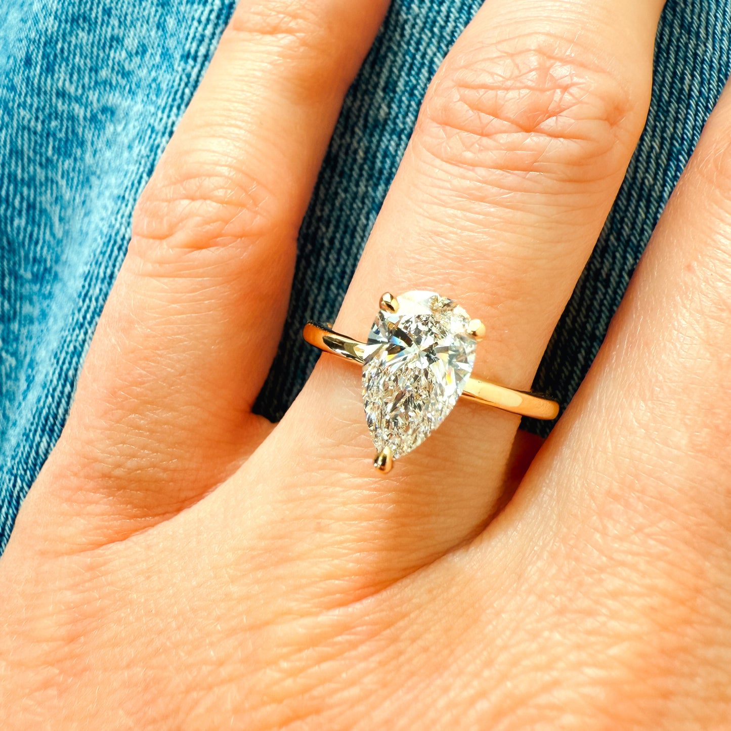 Luna Engagement Ring - 1.56ct Lab-Grown Pear Diamond in 14K Gold