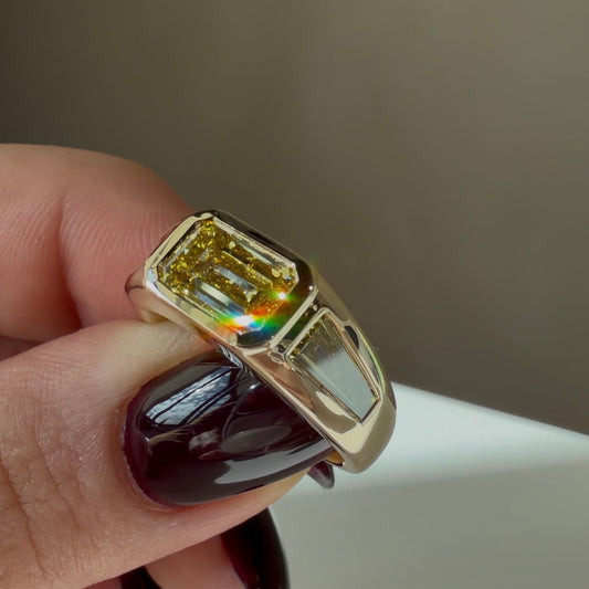 "Goldie" 14K Gold Lab Grown Yellow Diamond Ring