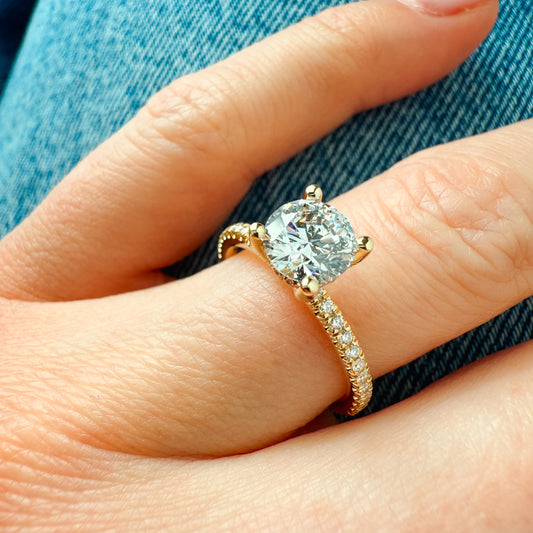 Gabriel "Serenity" Engagement Ring - 1.02ct Round Lab-Grown Diamond in 14K Yellow Gold