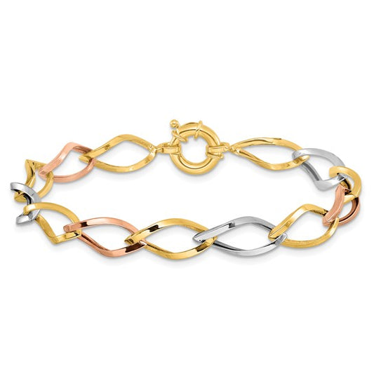 "Calina" 10K Tri-color Polished Link Bracelet