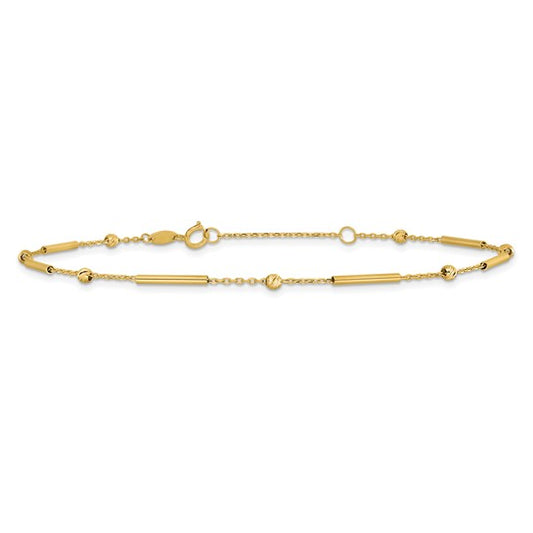 "Alina" 10K Polished Diamond-cut Bar Anklet
