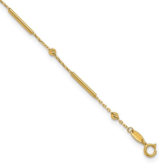 "Alina" 10K Polished Diamond-cut Bar Anklet