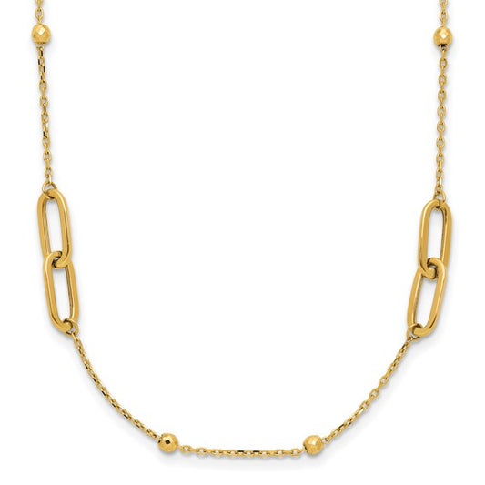 "Juniper" 10K Polished Diamond-cut Link Necklace