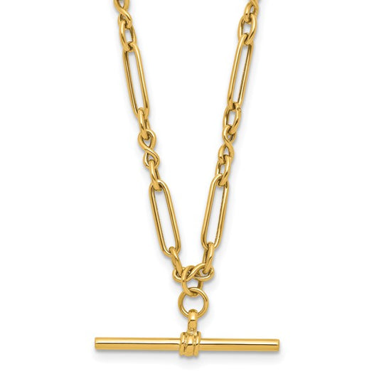 "Desirae" 10K Polished Fancy Link Bar Necklace