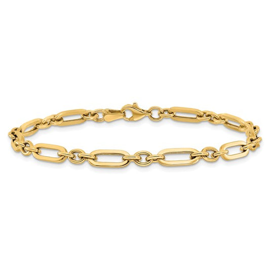 "Talia" 10K Polished Alternating Link Bracelet
