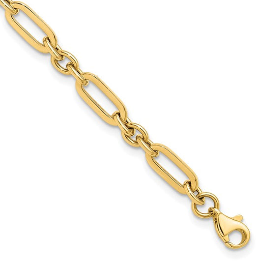 "Talia" 10K Polished Alternating Link Bracelet