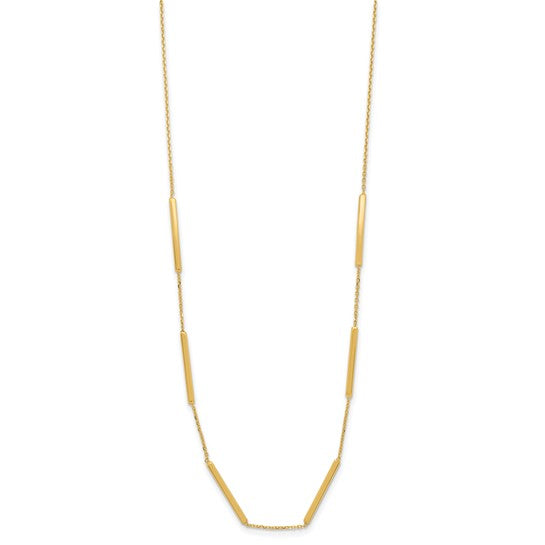 "Lyra" 10K Polished 6-Bar Station Necklace