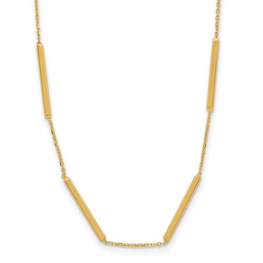 "Lyra" 10K Polished 6-Bar Station Necklace