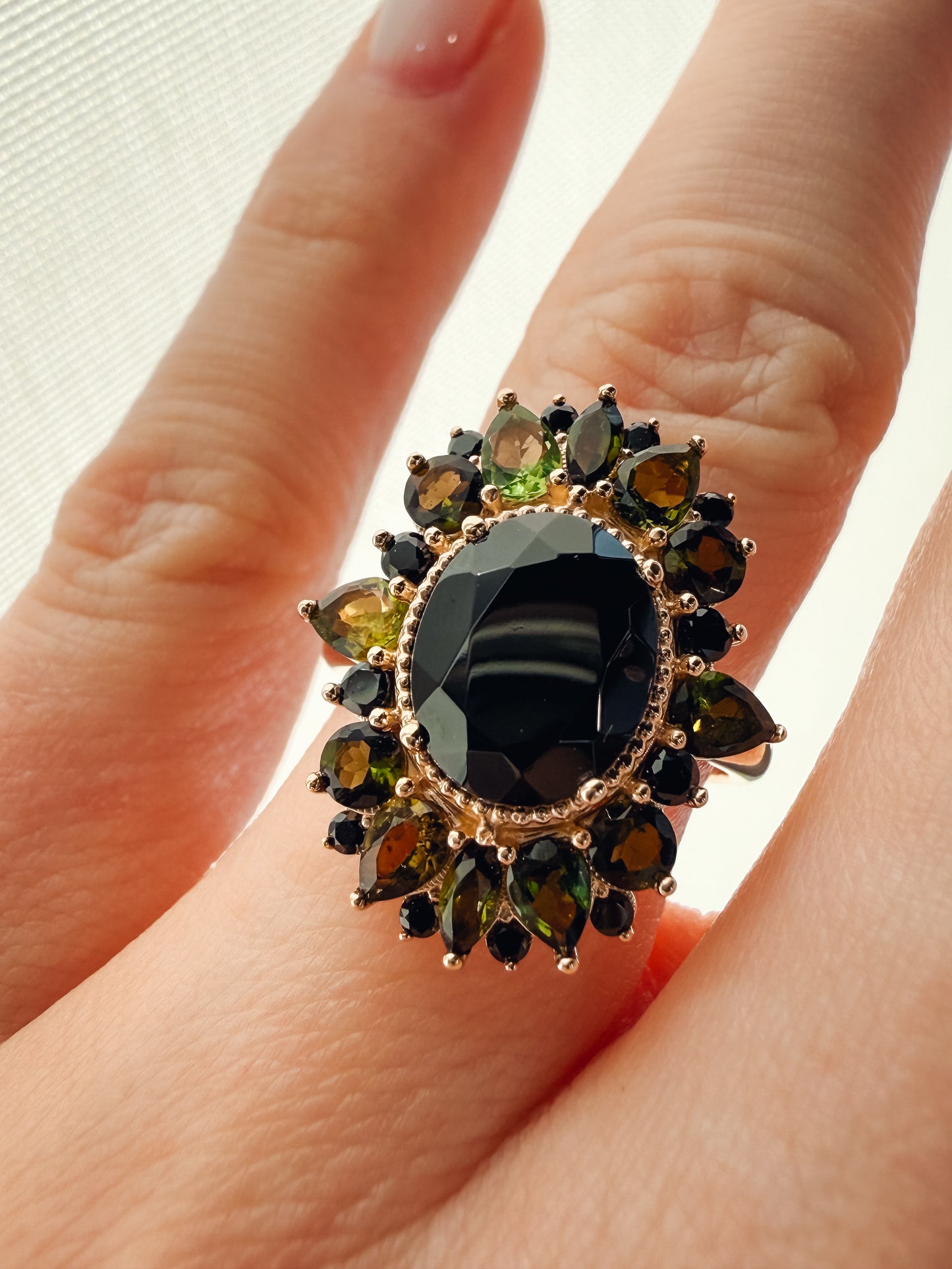 FERN - Green Tourmaline & Onyx Ring