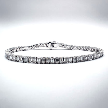 6.21ct Tennis Bracelet - Lab-Grown Emerald-Cut Diamonds in 14K White Gold