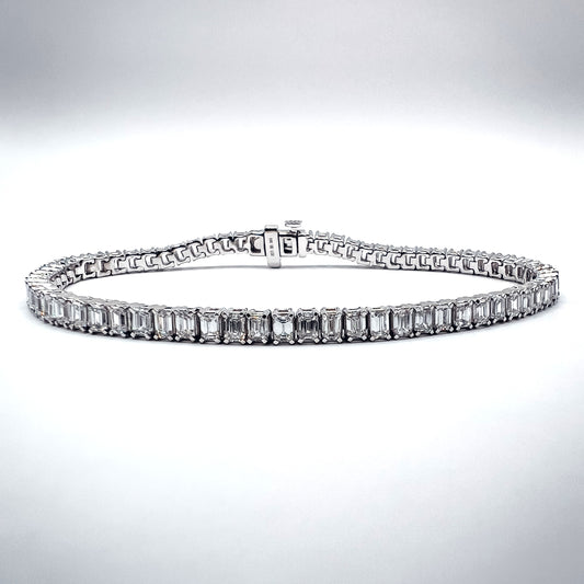 6.21ct Tennis Bracelet - Lab-Grown Emerald-Cut Diamonds in 14K White Gold