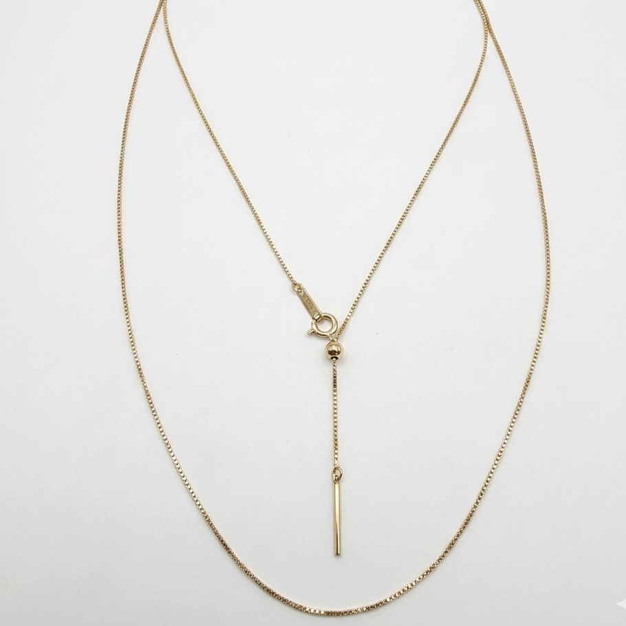 "Mable" 18k Yellow Gold Adjustable Box Chain Necklace