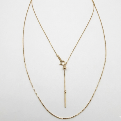 "Mable" 18k Yellow Gold Adjustable Box Chain Necklace