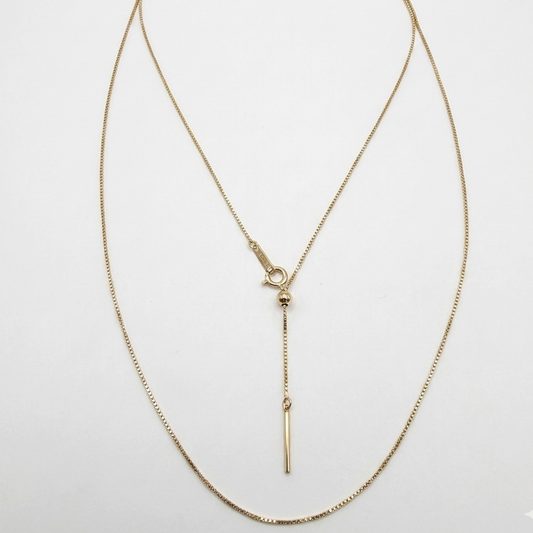 "Mable" 18k Yellow Gold Adjustable Box Chain Necklace