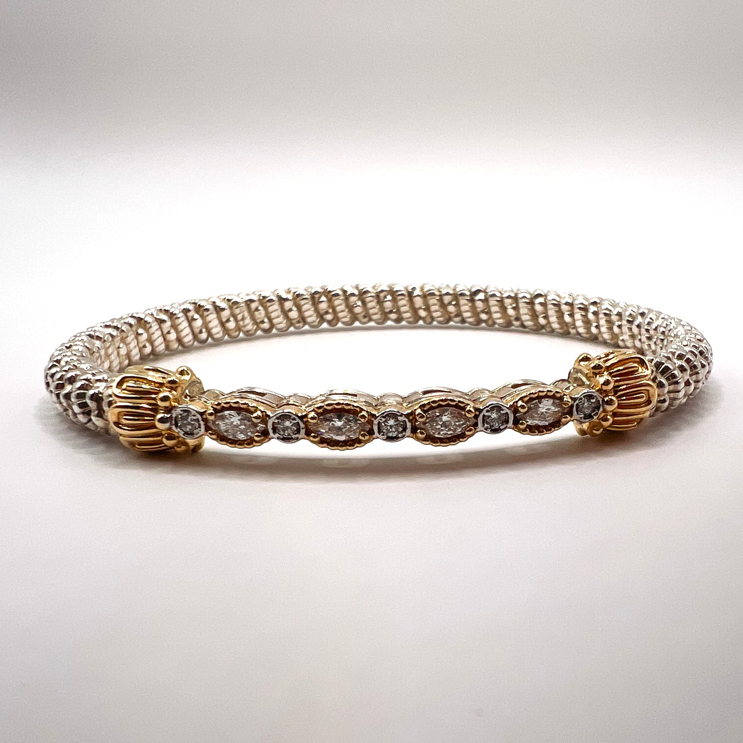 Vahan - 14K Gold & Sterling Silver Bracelet with Oval Diamonds