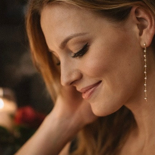 "Rileigh" 18k Yellow Gold Diamond Dangle Earrings