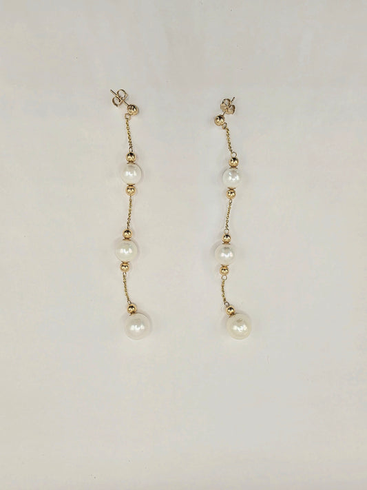 14K Pearl Drop Earrings