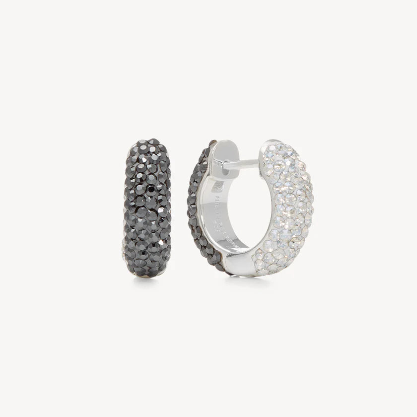 H&B Small Two-Tone Reversible Sparkle Hoop Earrings