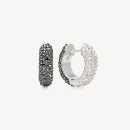 H&B Small Two-Tone Reversible Sparkle Hoop Earrings