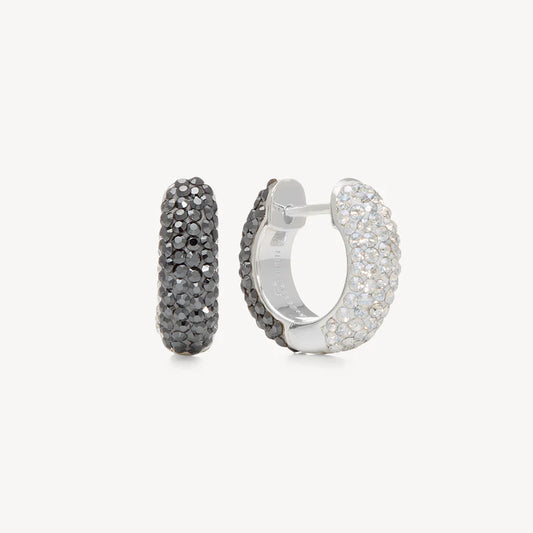 H&B Small Two-Tone Reversible Sparkle Hoop Earrings